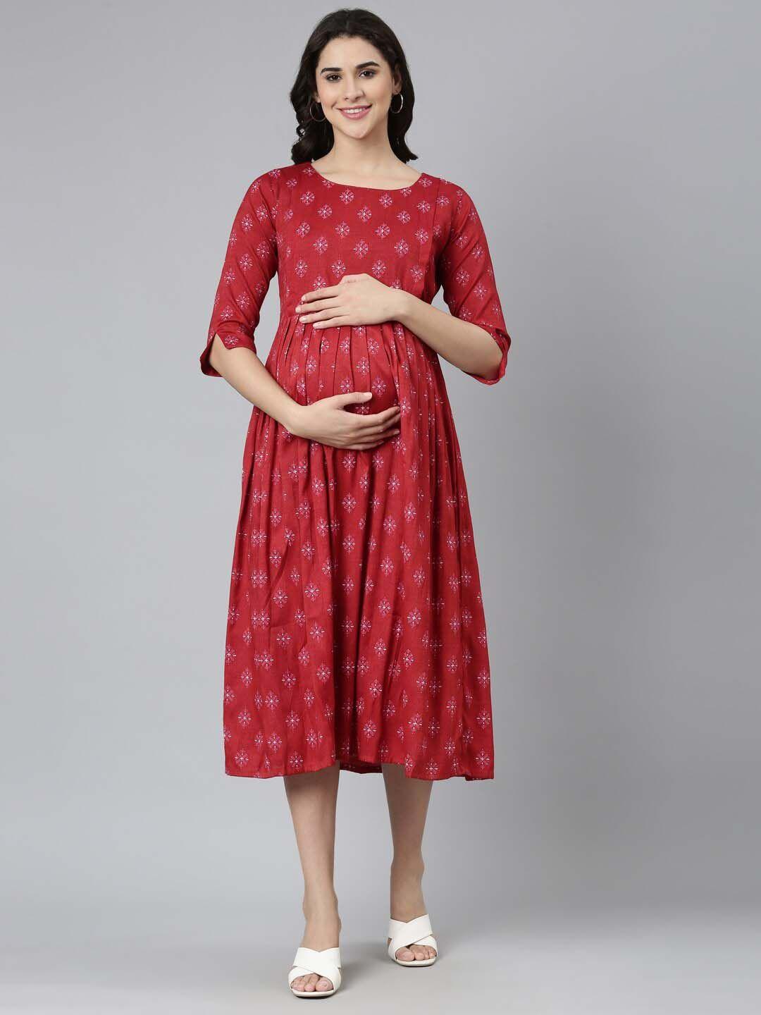 goldstroms-printed-maternity-fit-&-flare-dress