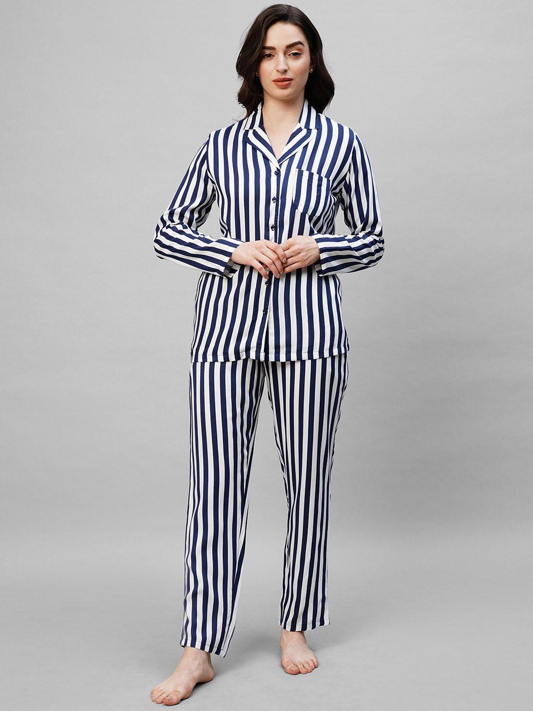 drape-in-vogue-blue-striped-pure-cotton-night-suit