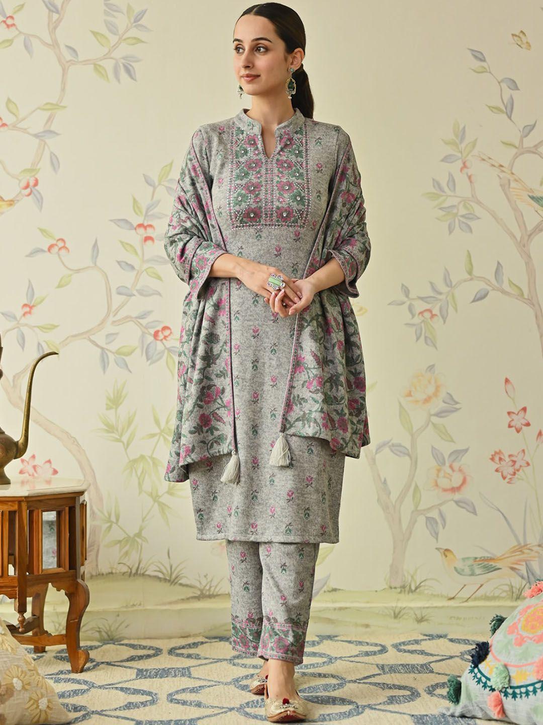 rustorange-ethnic-motifs-printed-sequinned-kurta-&-trouser-with-dupatta