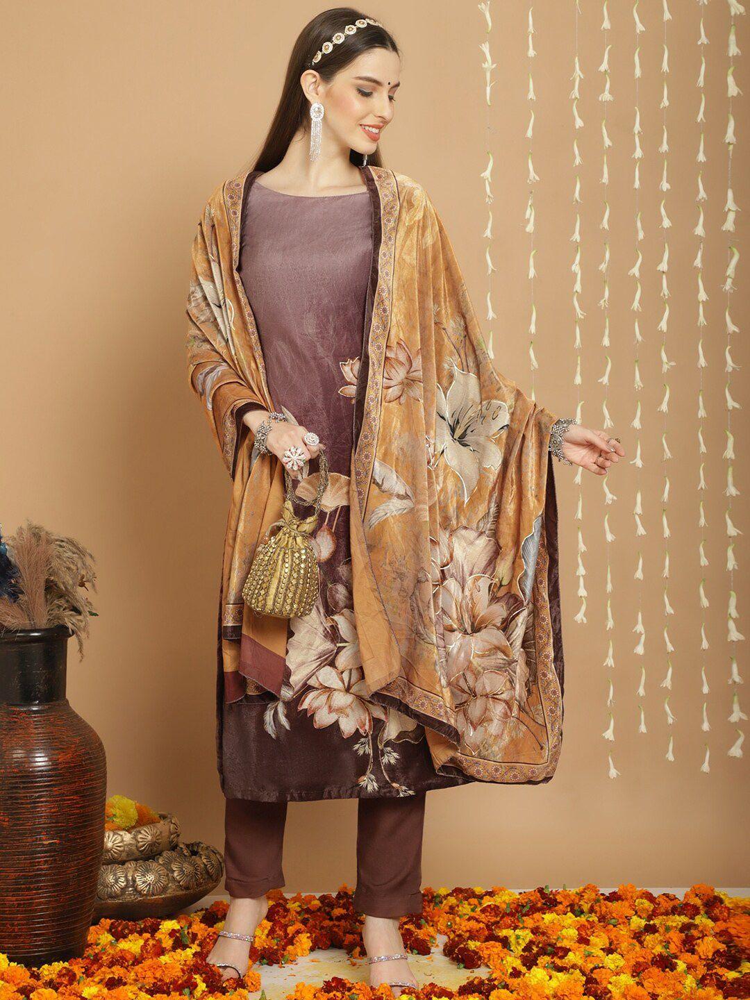 stylee-lifestyle-brown-printed-velvet-unstitched-dress-material