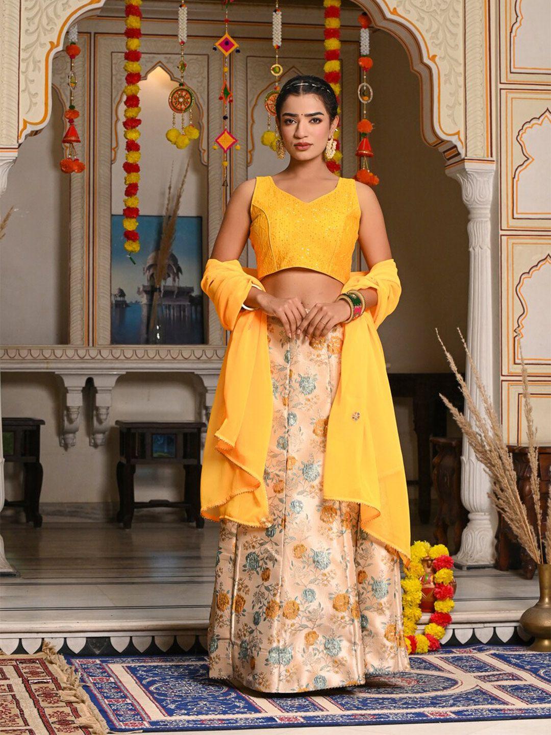 indi-inside-yellow-embroidered-thread-work-foil-print-semi-stitched-lehenga-&-unstitched-blouse-with-dupatta
