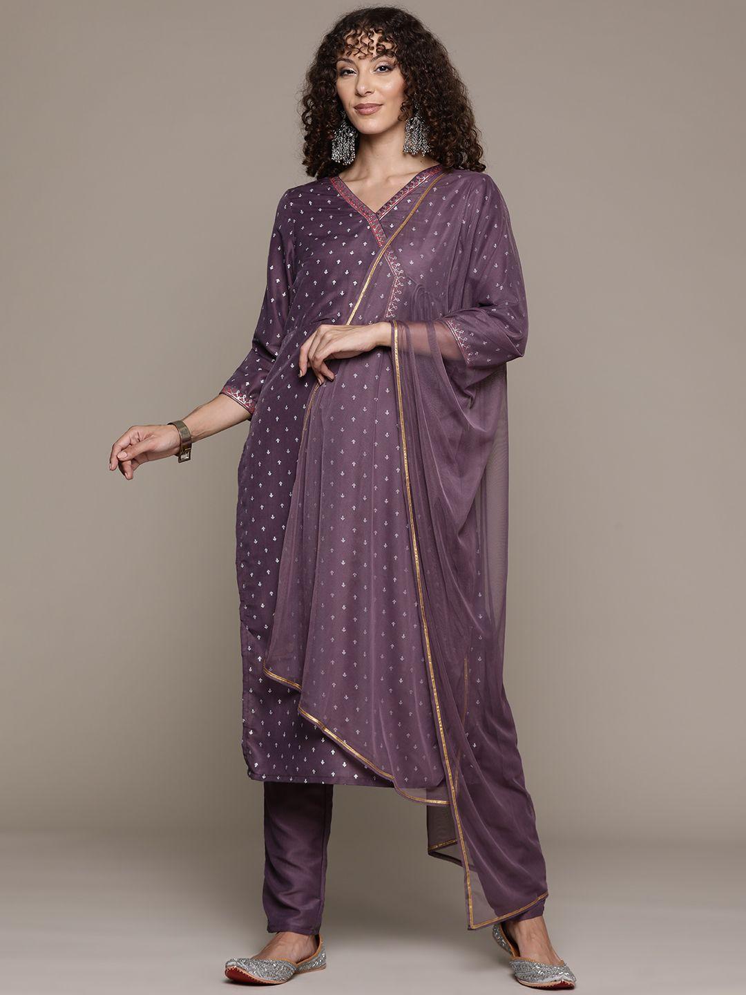 ziyaa-women-ethnic-motifs-printed-angrakha-kurta-with-trousers-&-with-dupatta
