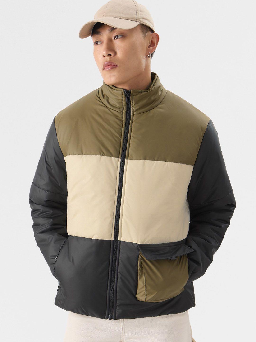 the-souled-store-men-black-&-cream-coloured-colourblocked-lightweight-puffer-jacket