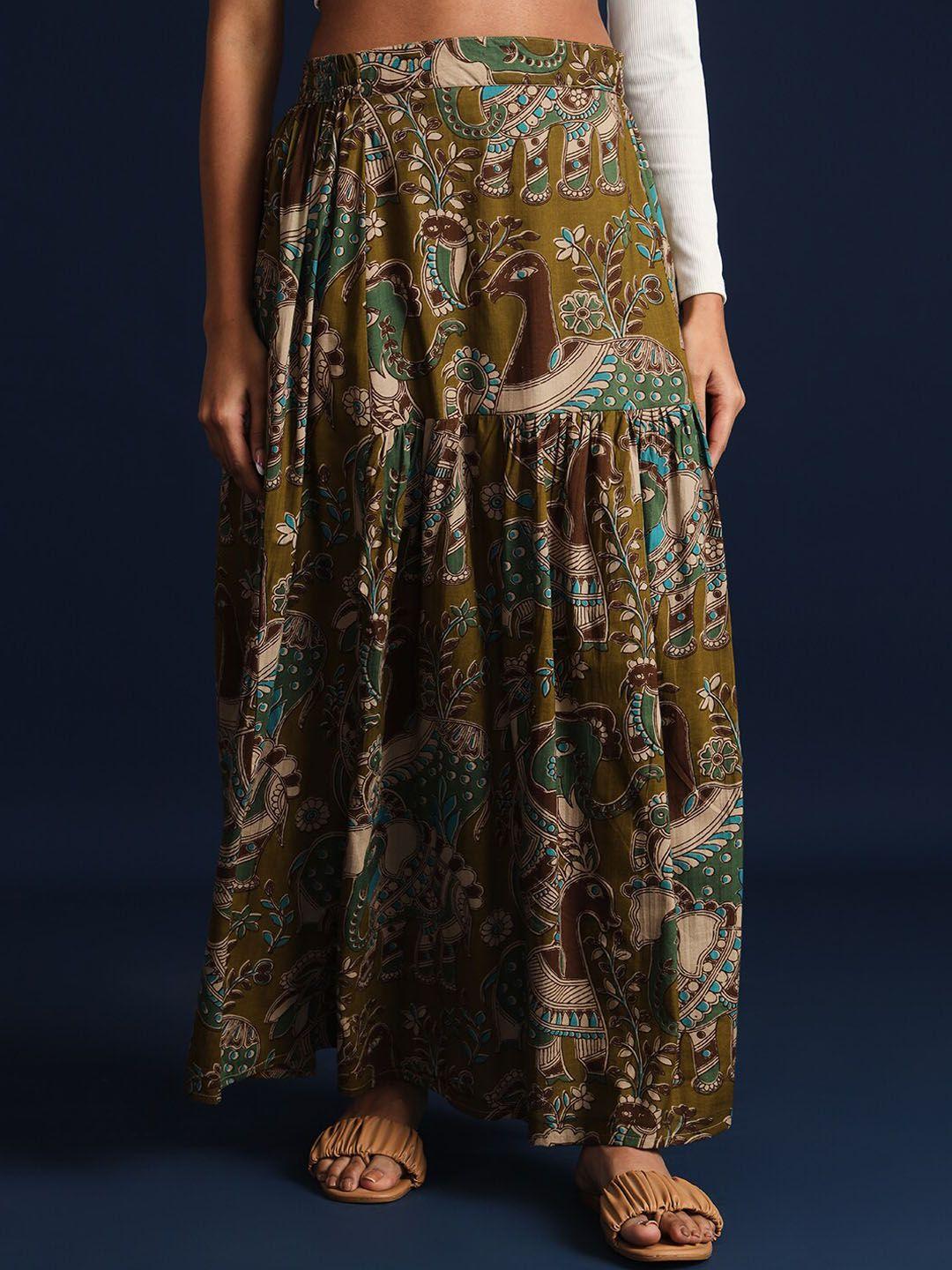 taavi-kalamkari-printed-pure-cotton-flared-skirts