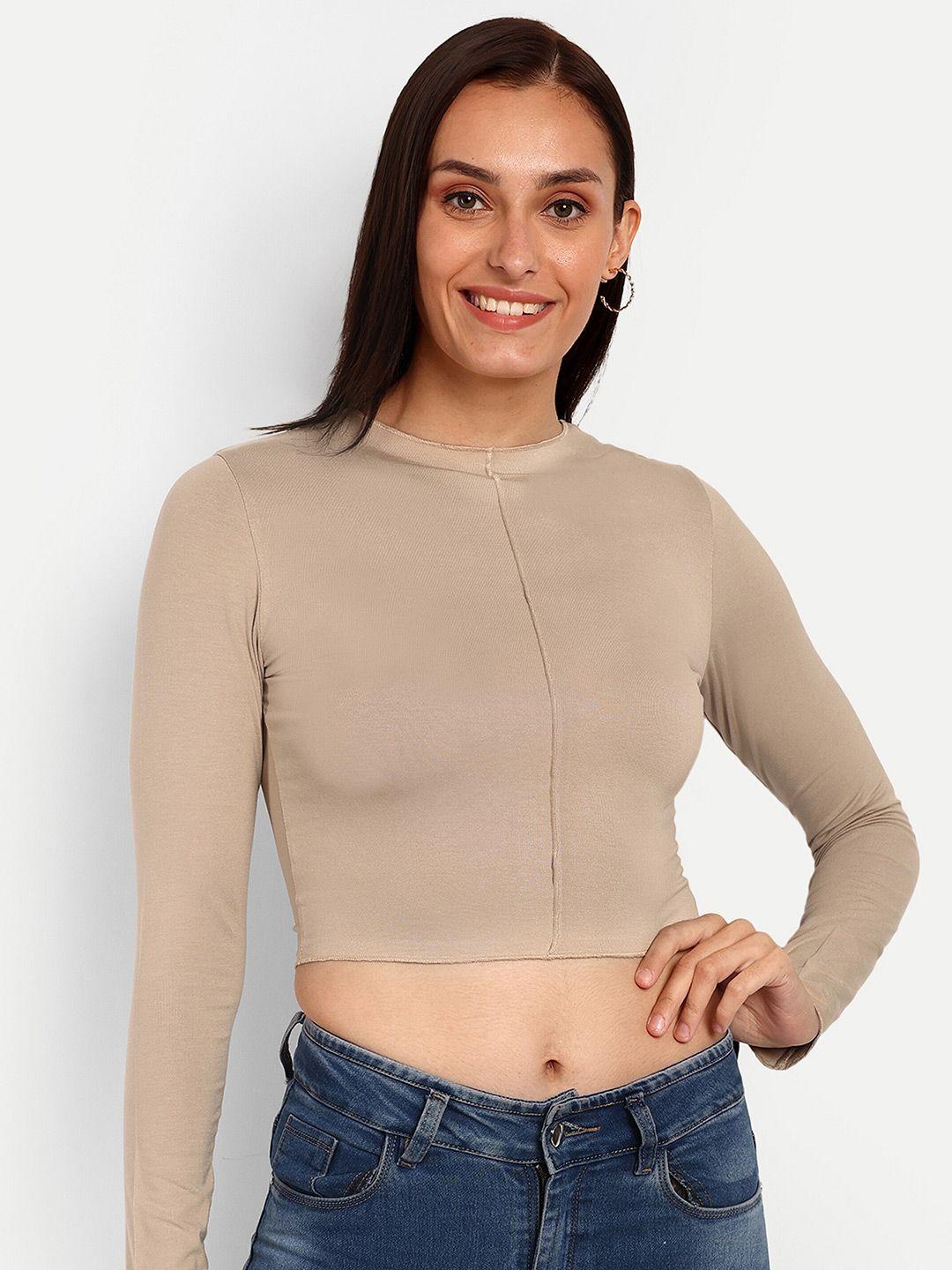 espresso-long-sleeves-crop-fitted-top