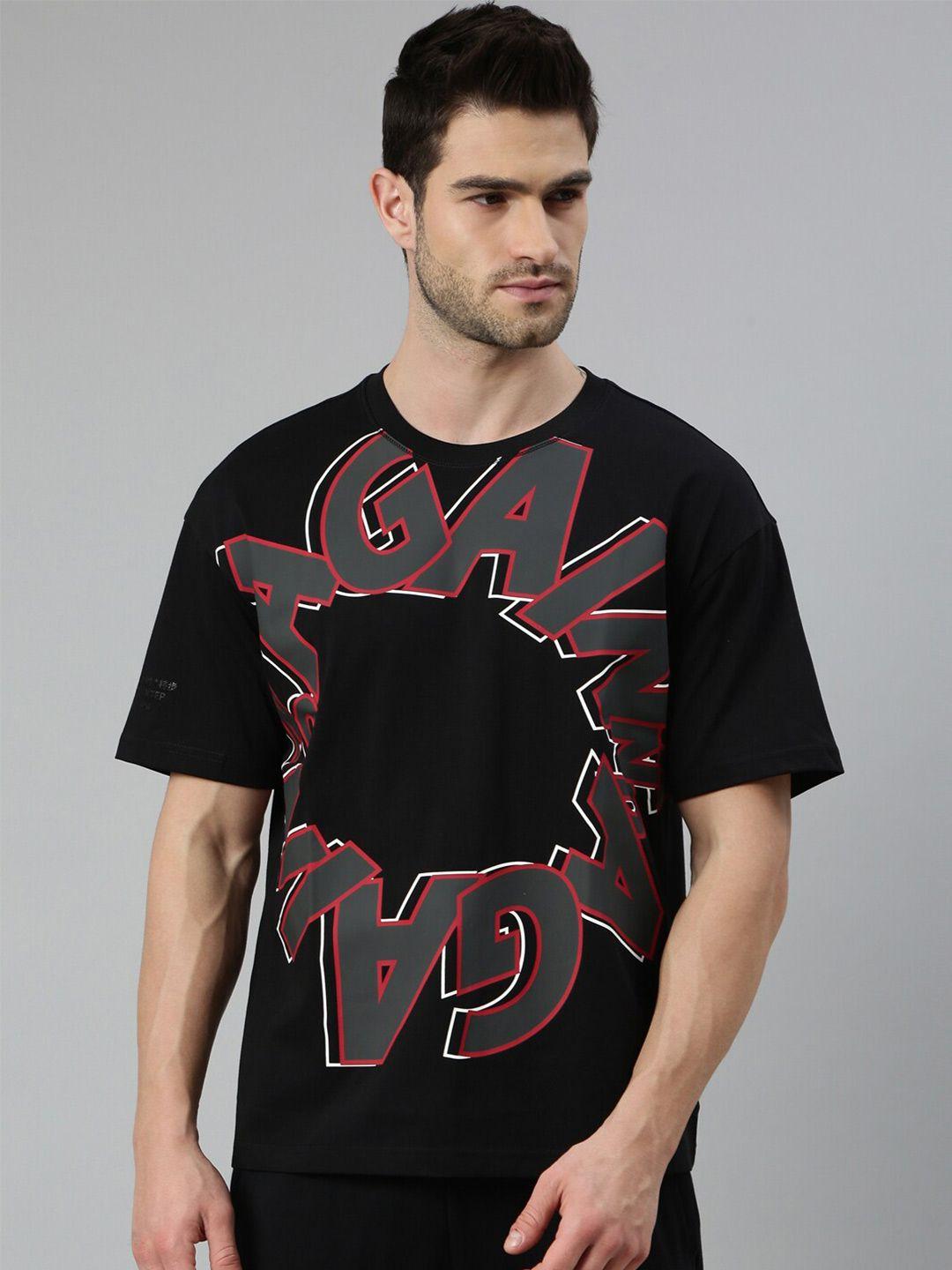 xtep-men-black-printed-moisture-wicking-t-shirt