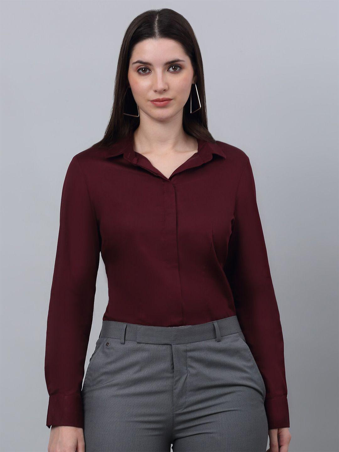 cantabil-women-maroon-comfort-opaque-formal-shirt