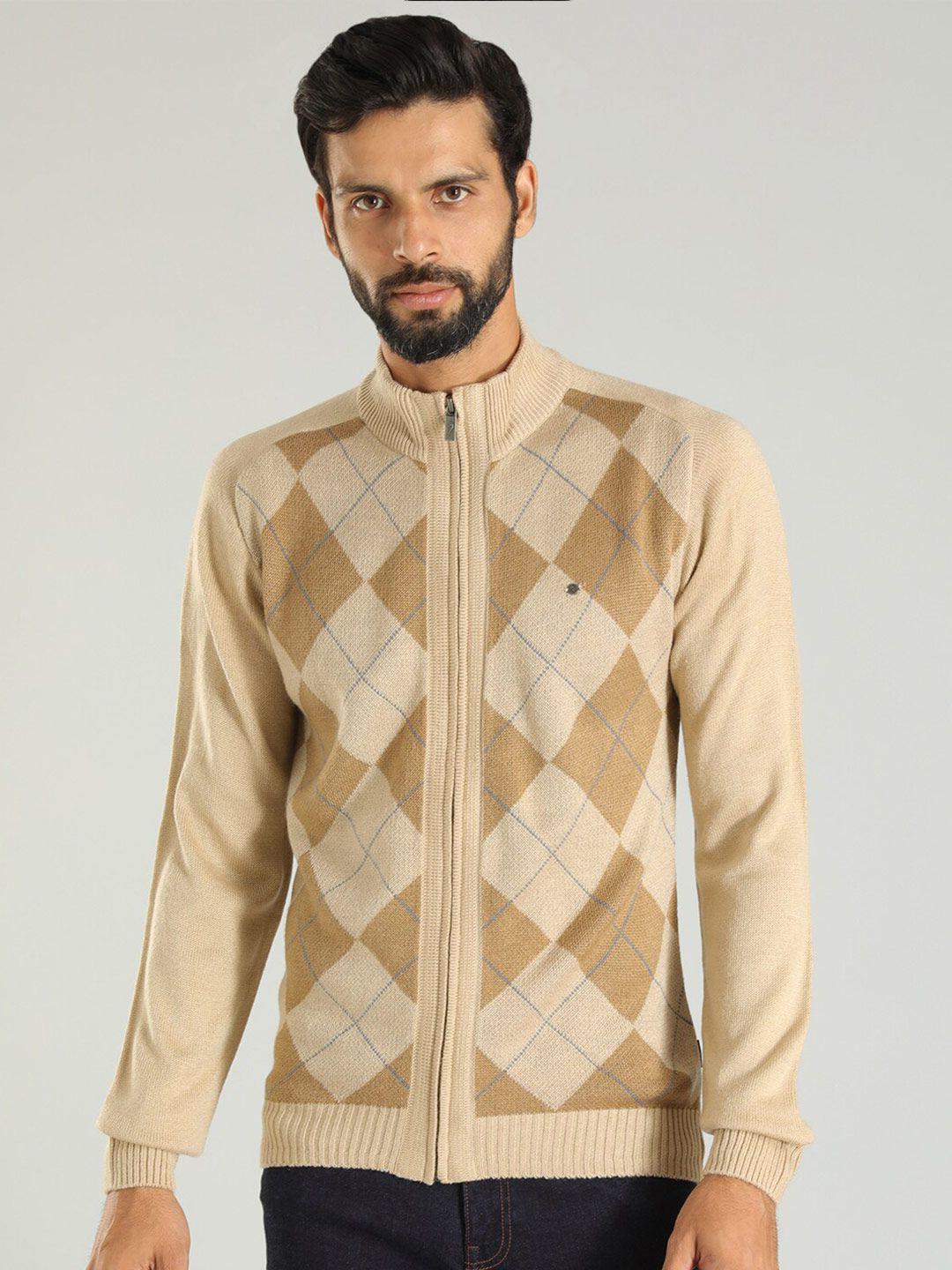 indian-terrain-checked-mock-collar-pure-acrylic-front-open-sweater