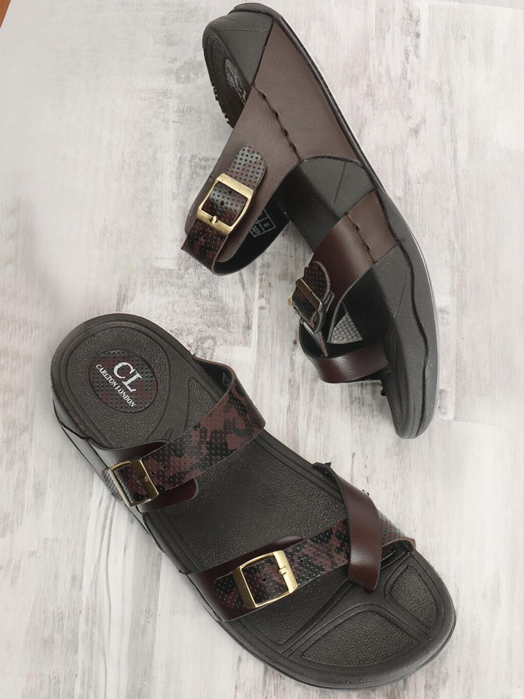 carlton-london-printed-buckle-detailed-open-toe-comfort-sandals