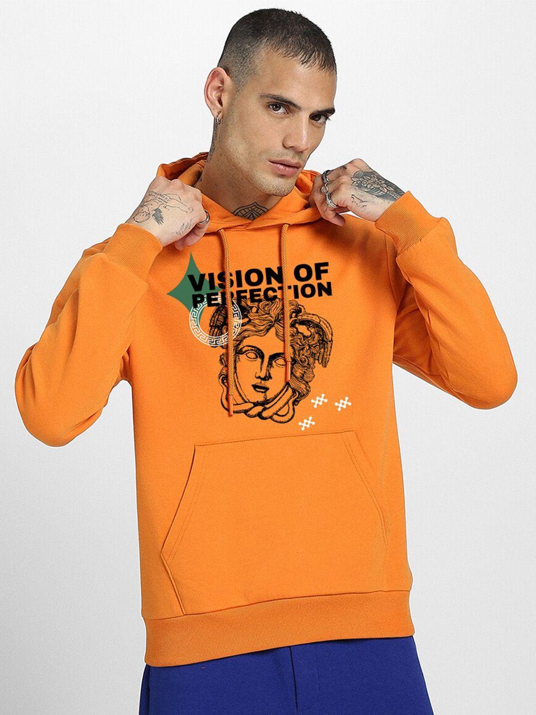 veirdo-men-orange-printed-hooded-sweatshirt