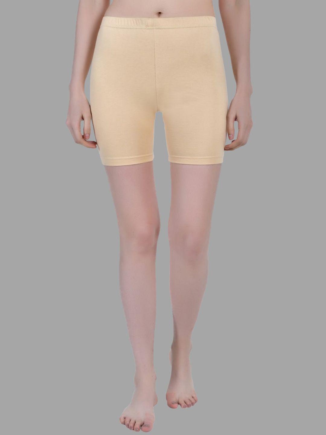 aimly-women-beige-skinny-fit-cycling-sports-shorts