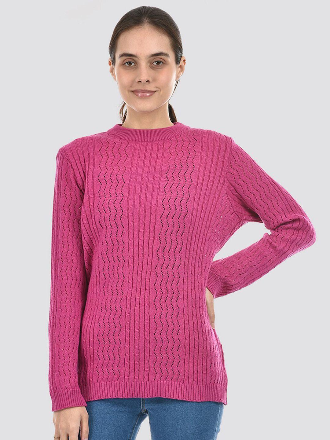 american-eye-cable-knit-self-design-ribbed-acrylic-pullover