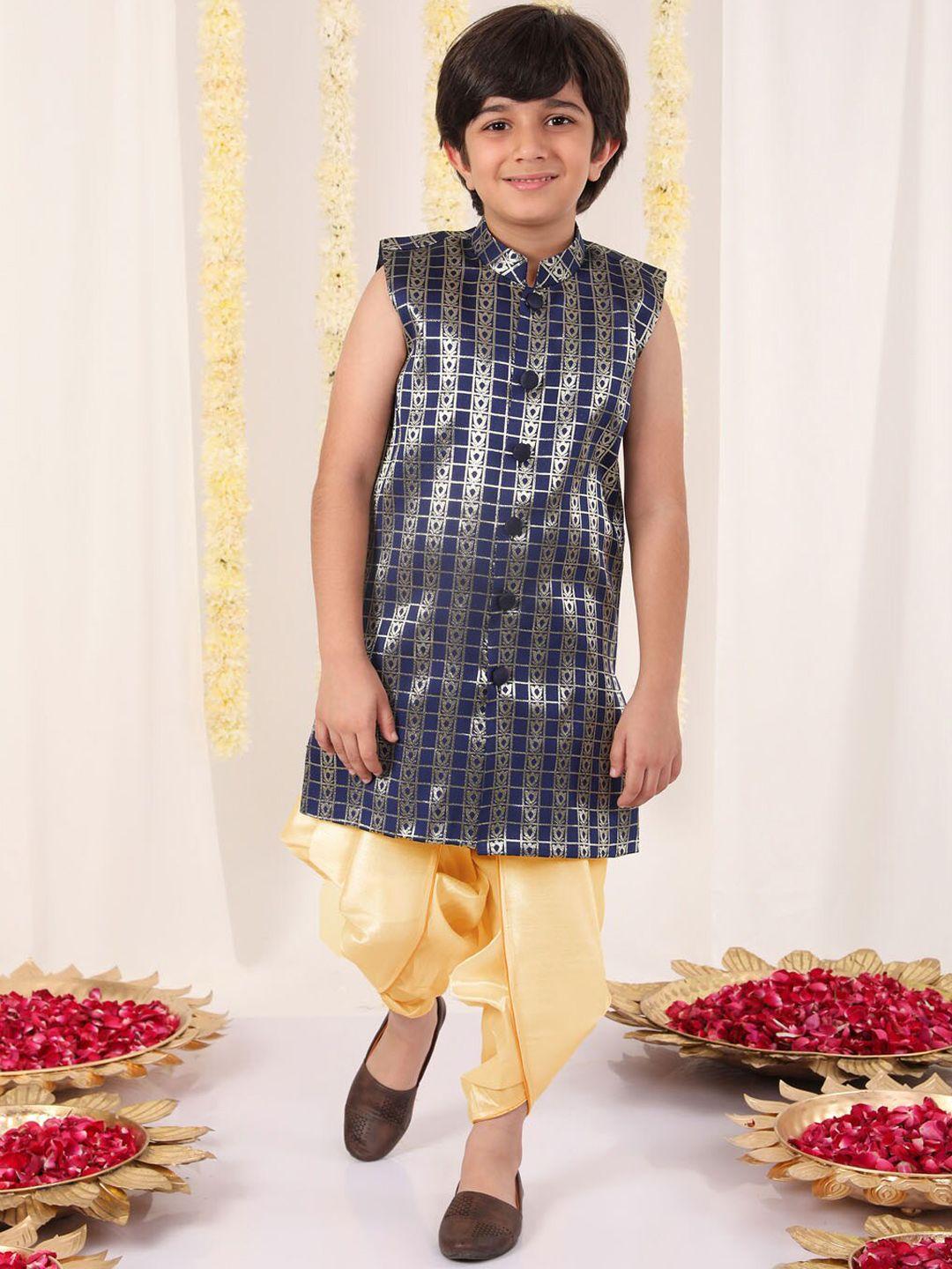 jbn-creation-boys-ethnic-motifs-woven-design-zari-kurta-with-dhoti-pants
