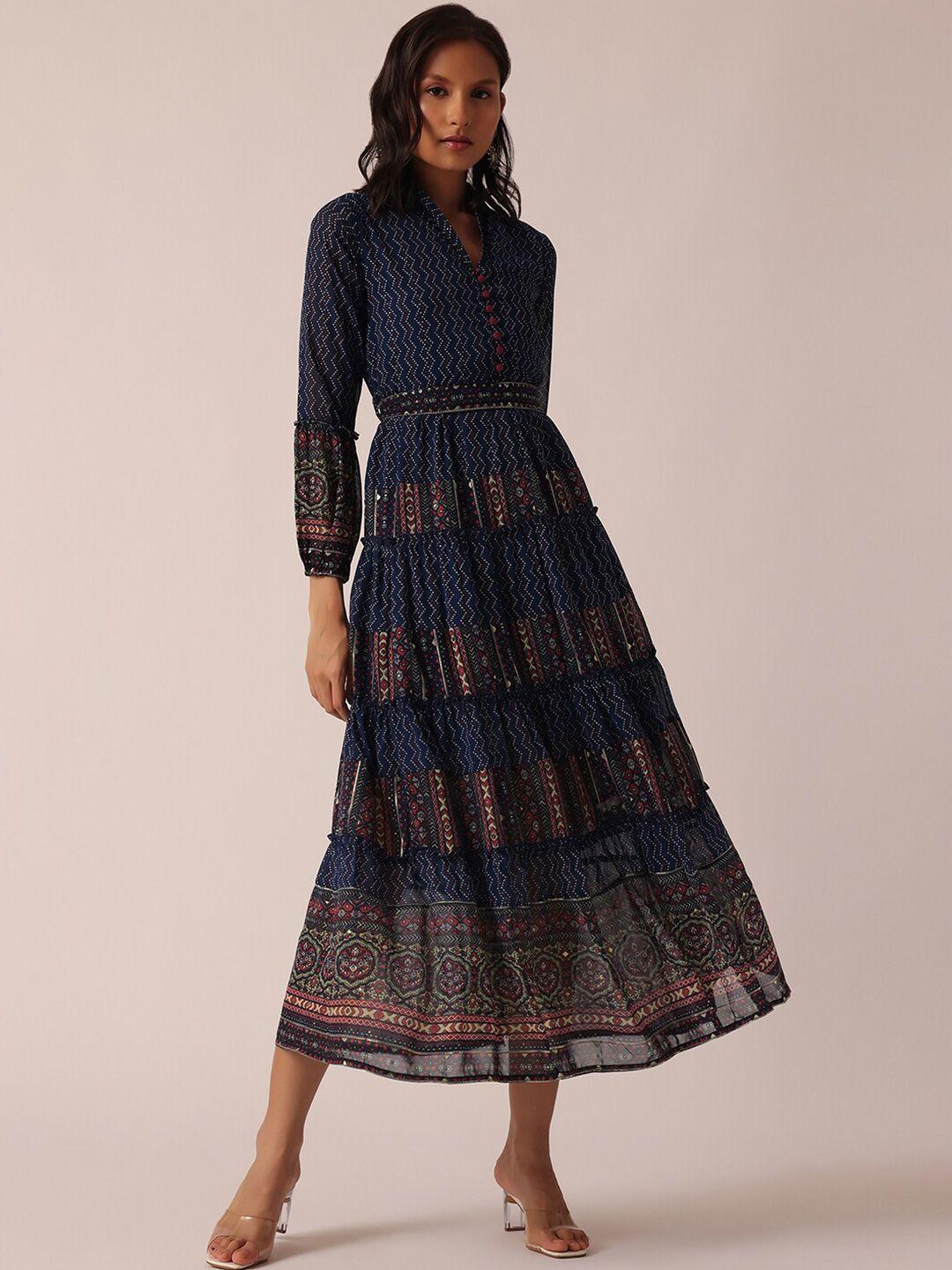 kalki-fashion-ethnic-motifs-print-puff-sleeves-a-line-midi-dress