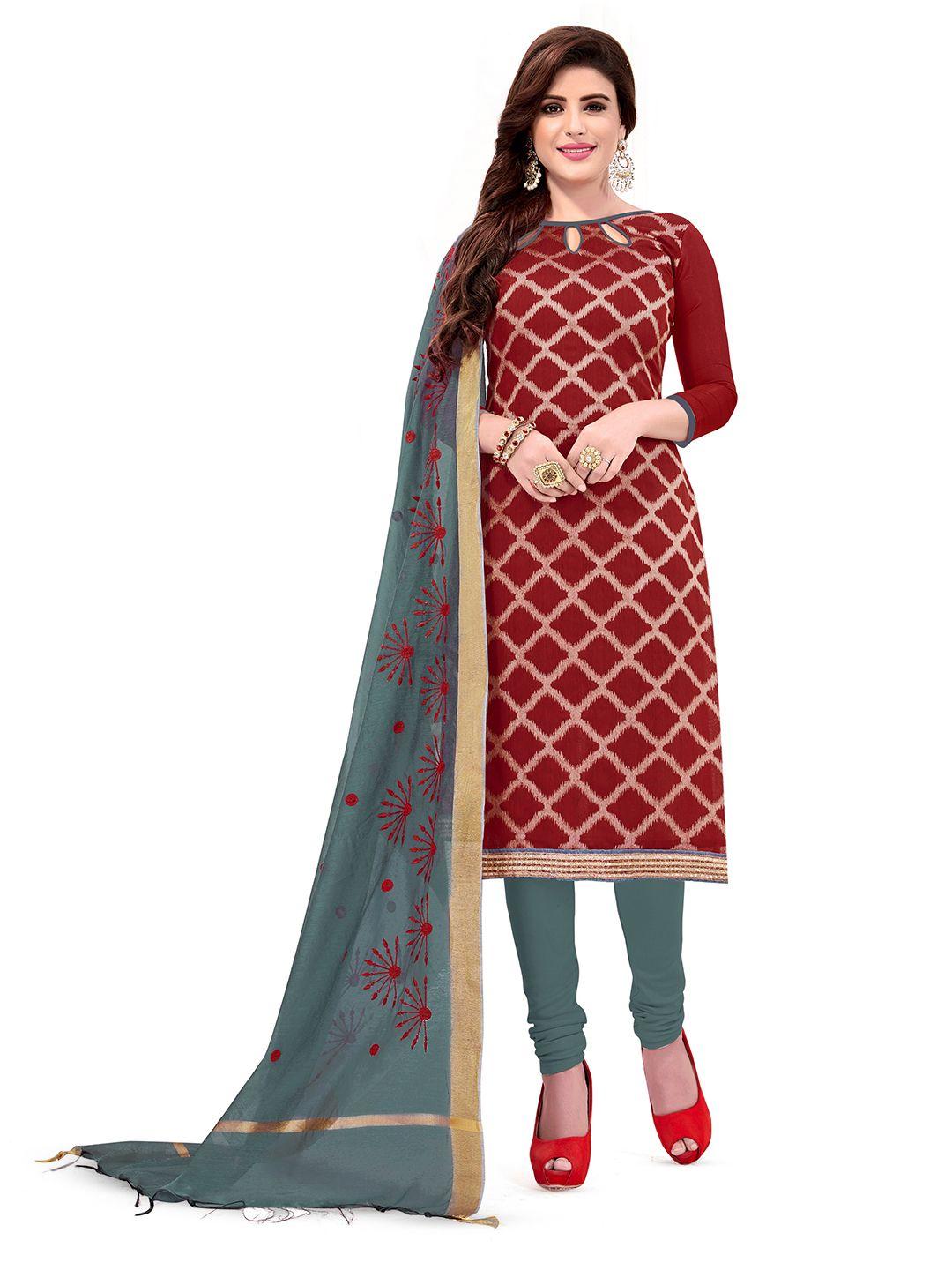manvaa-maroon-unstitched-dress-material