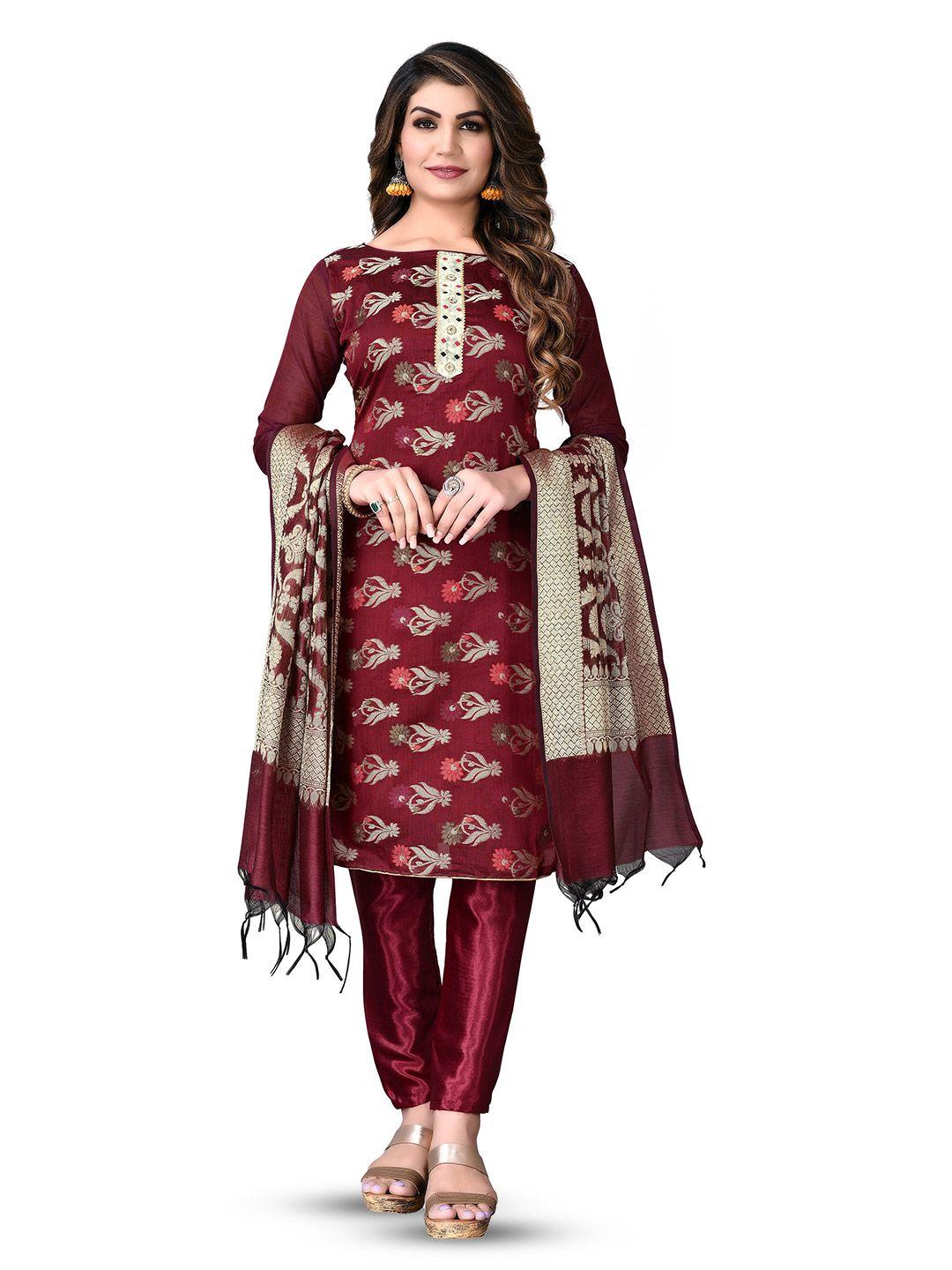 manvaa-maroon-unstitched-dress-material