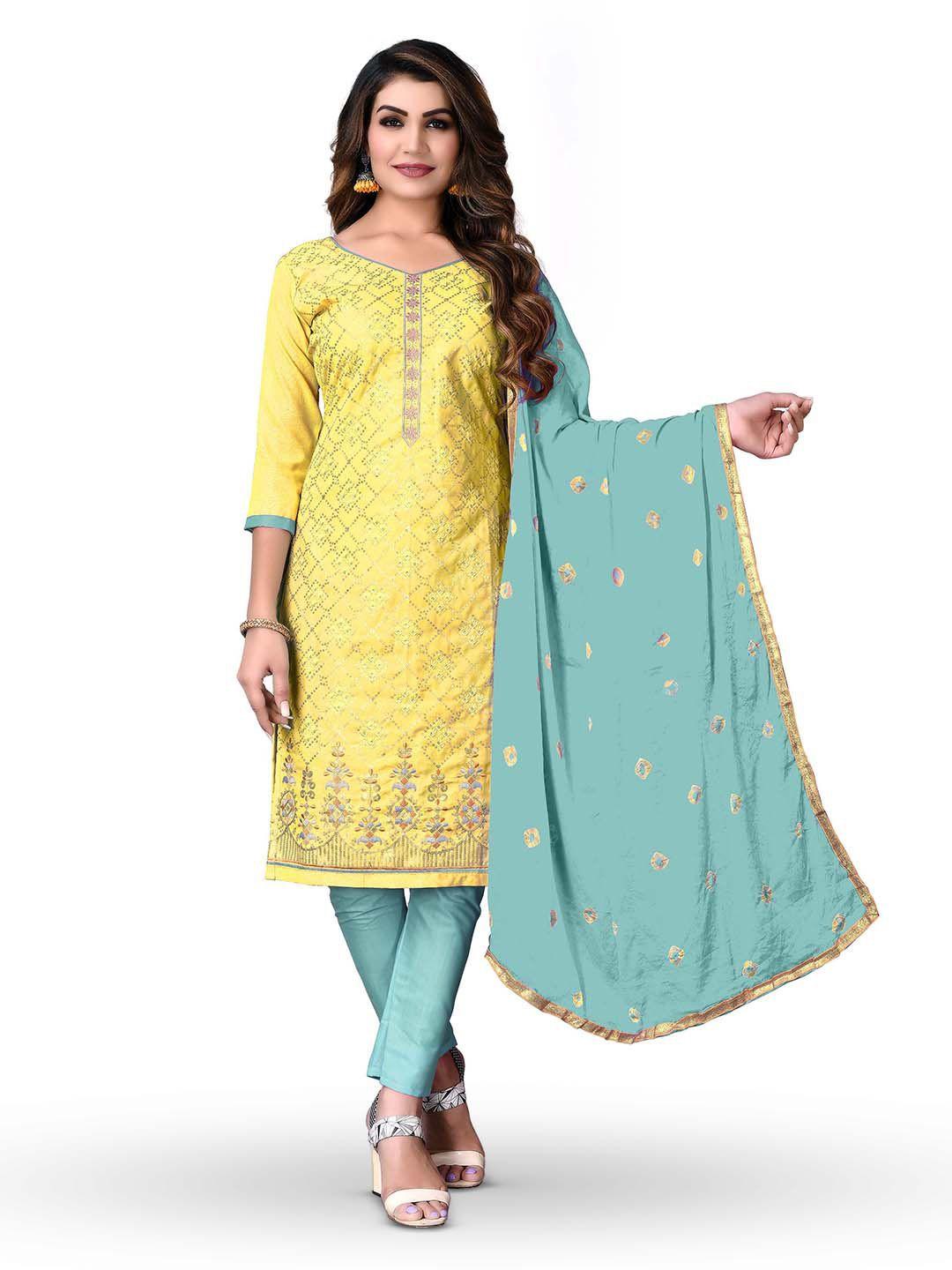 manvaa-yellow-embellished-pure-cotton-unstitched-dress-material