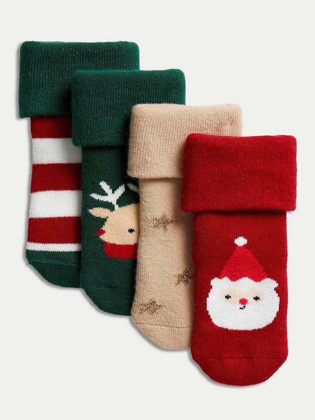 marks-&-spencer-boys-pack-of-4-christmas-theme-printed-cotton-calf-length-socks