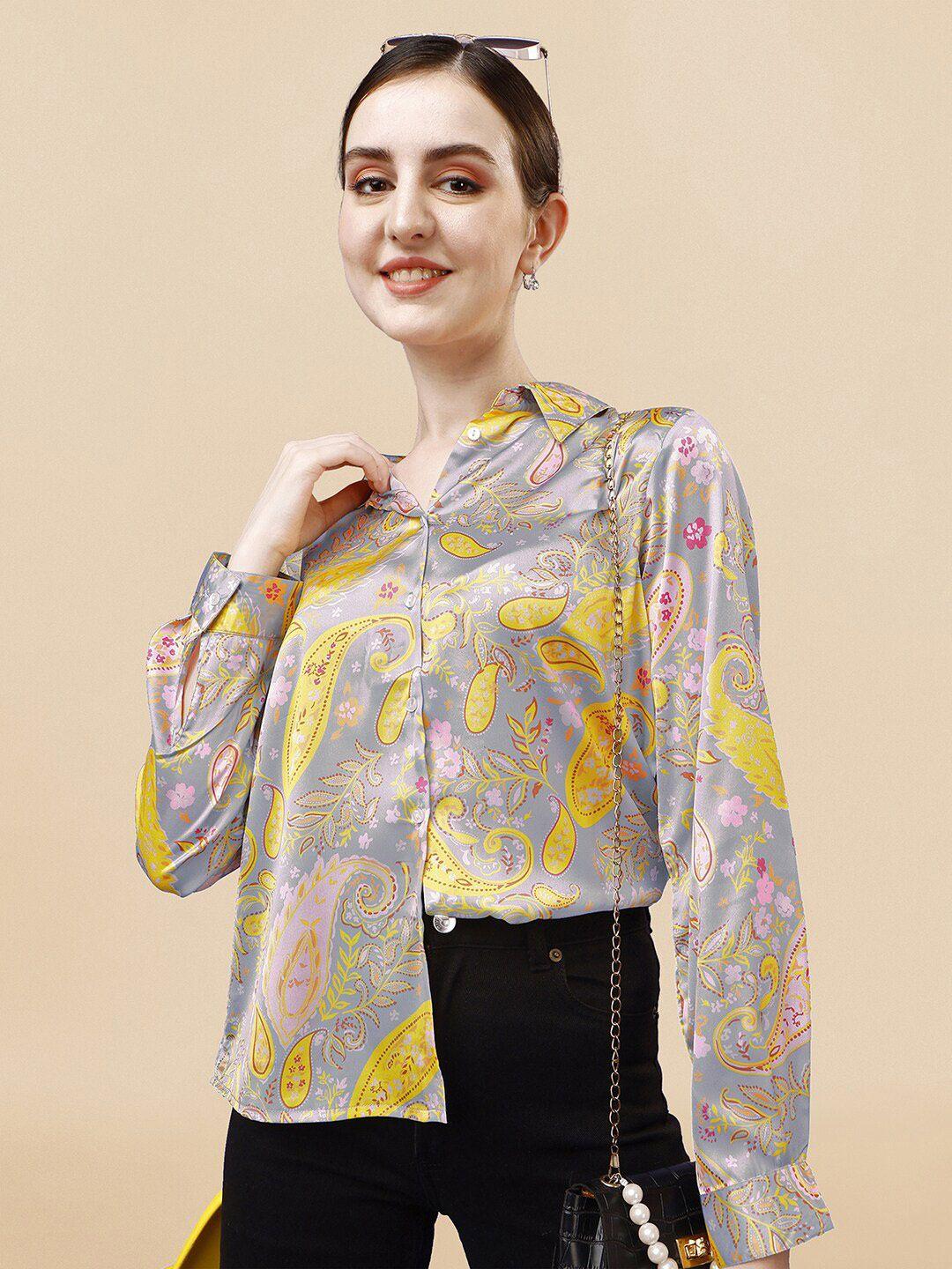 mirchi-fashion-women-grey-relaxed-floral-opaque-printed-formal-shirt