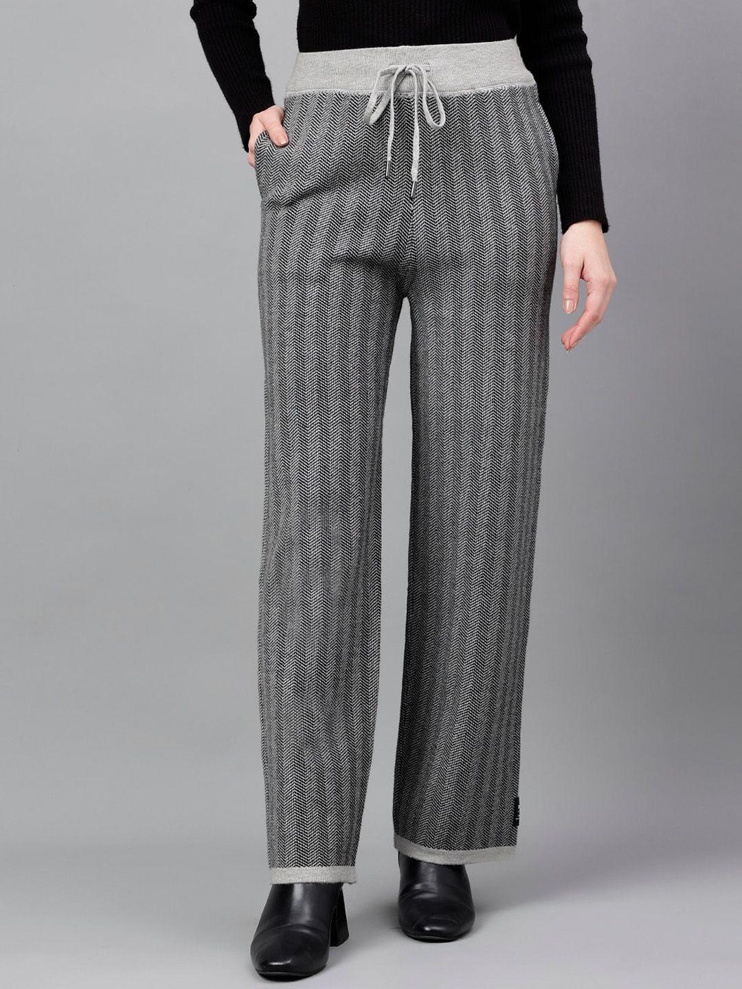xpose-women-striped-comfort-flared-acrylic-trouser