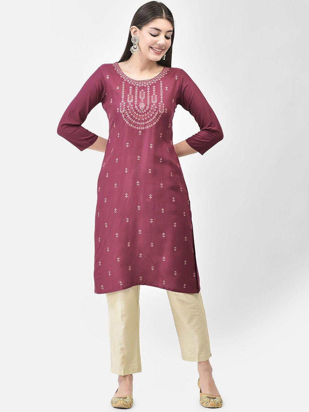 span-women-pink-printed-regular-kurta-with-trousers