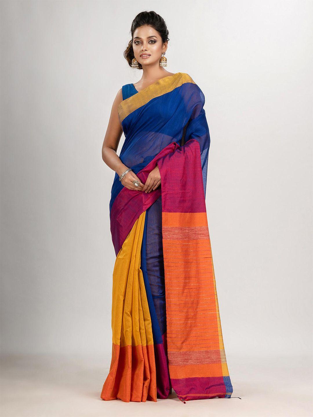 angoshobha-blue-woven-design-handloom-saree