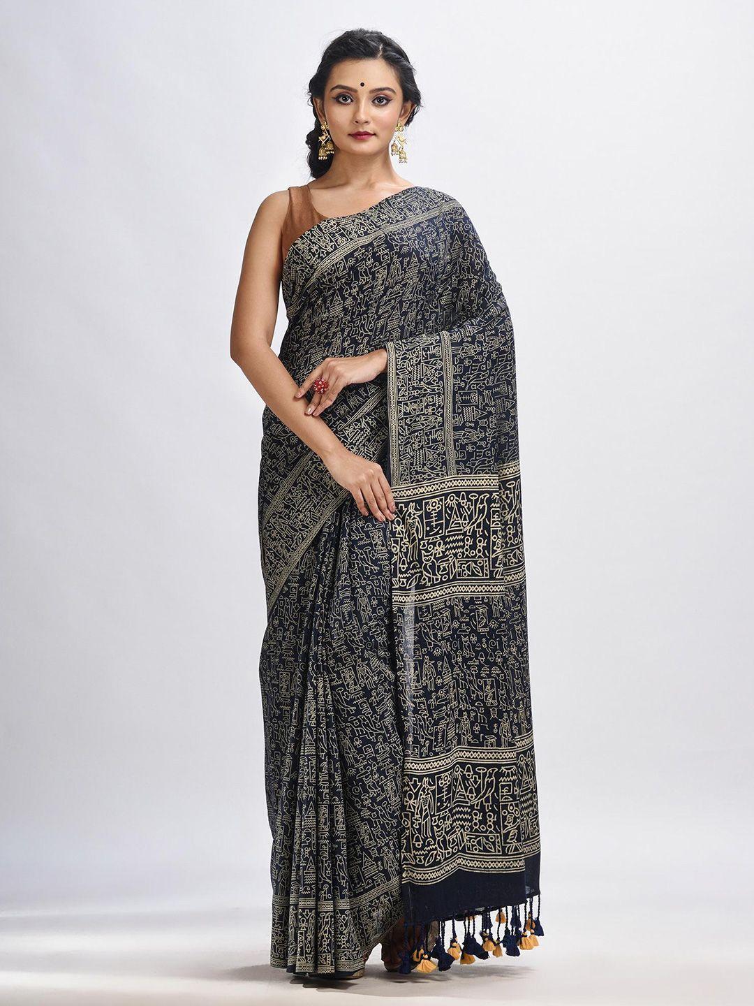 angoshobha-blue-woven-design-handloom-saree
