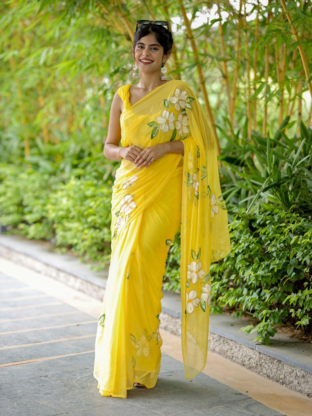 dirabydimple-floral-hand-painted-chiffon-saree