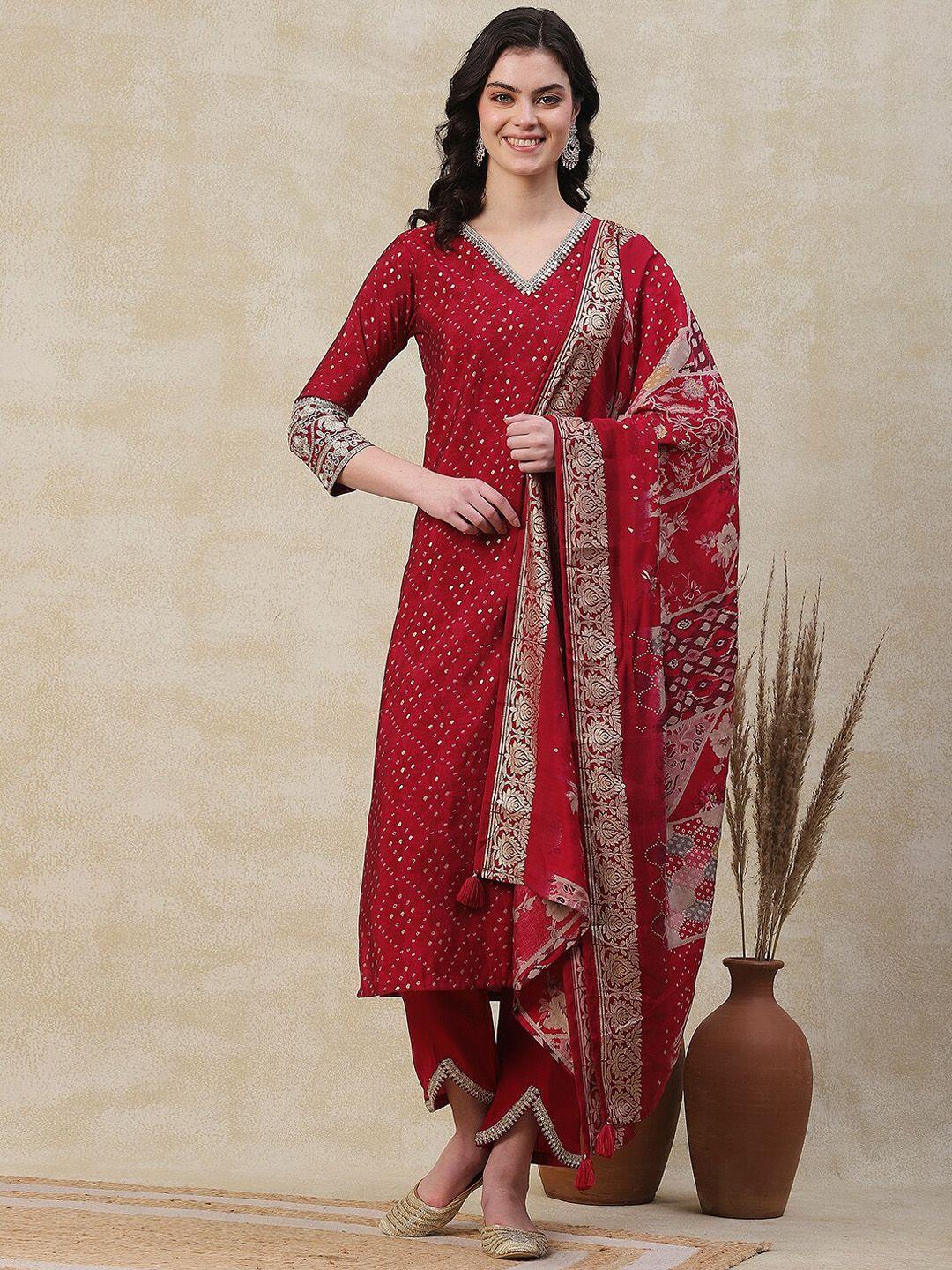 fashor-women-pink-ethnic-motifs-printed-regular-kurta-with-trousers-&-with-dupatta