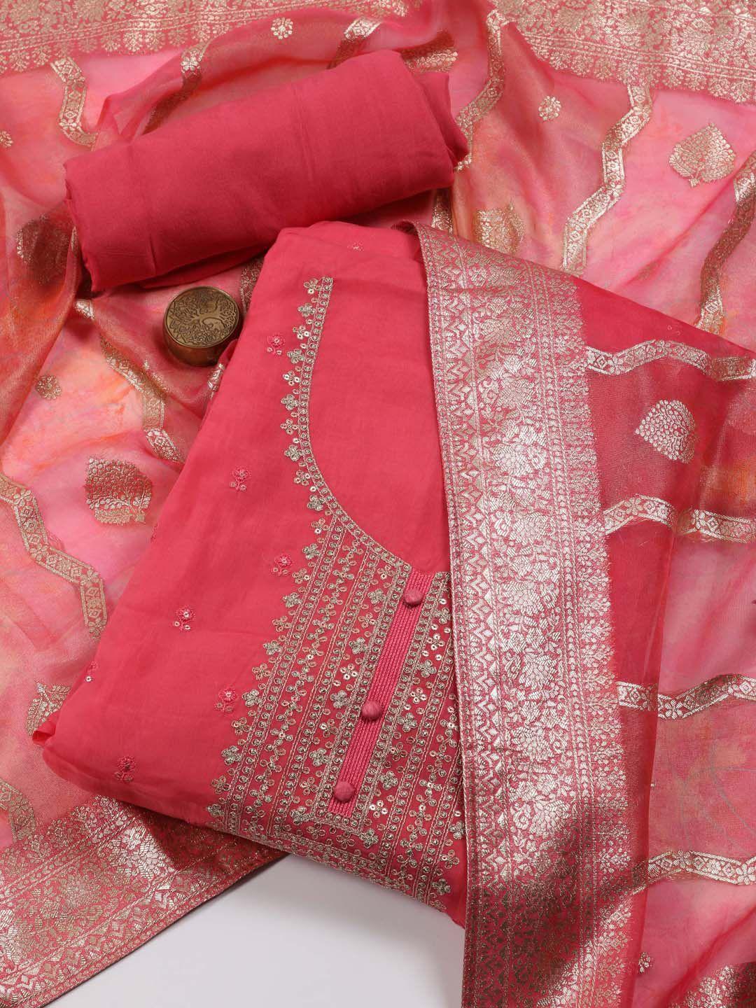 meena-bazaar-coral-embroidered-organza-unstitched-dress-material