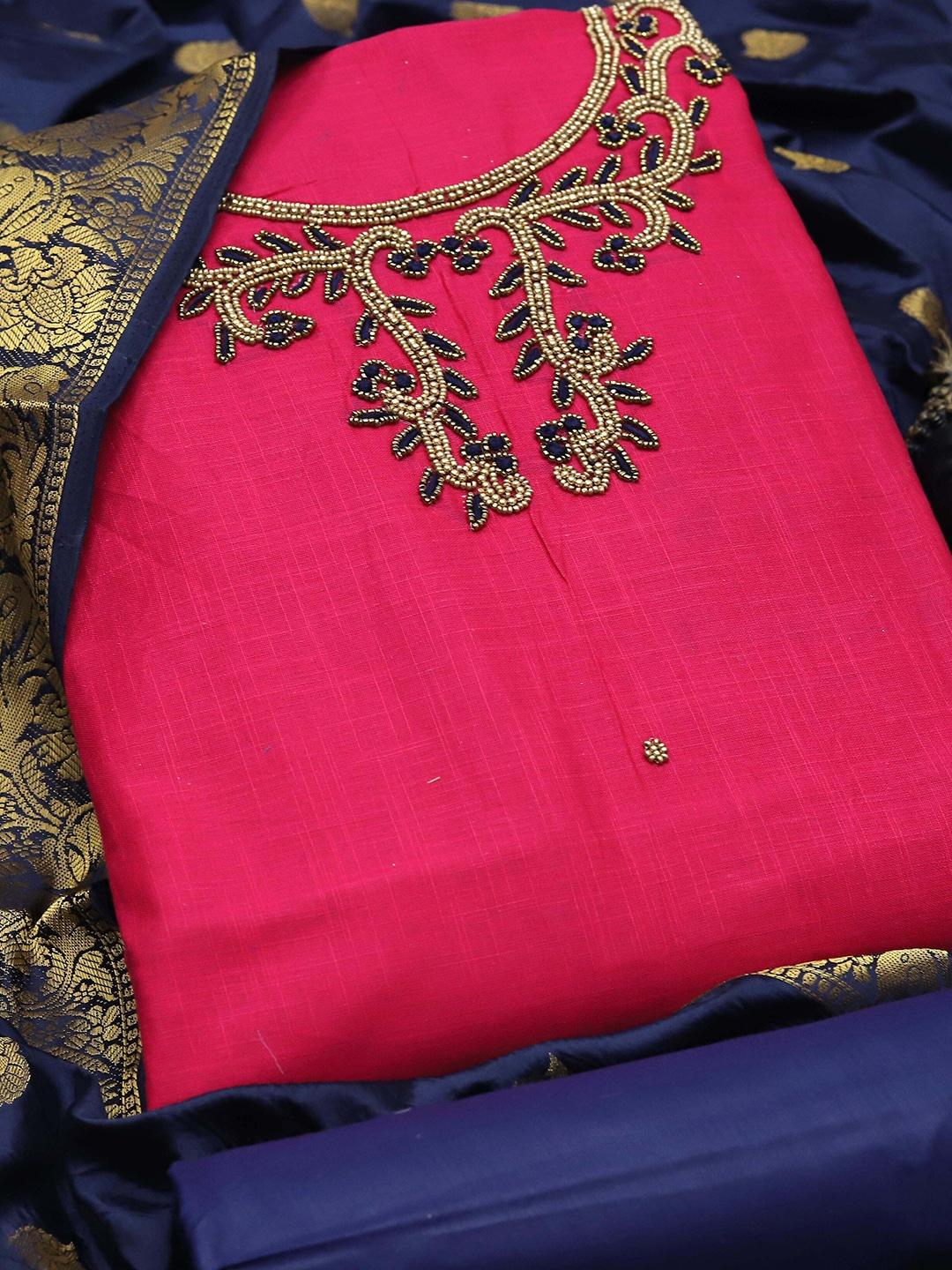 manvaa-pink-embellished-unstitched-dress-material
