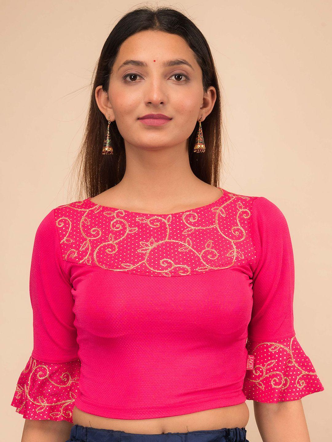 bindigasm's-advi-embroidered-stretchable-slip-on-saree-blouse