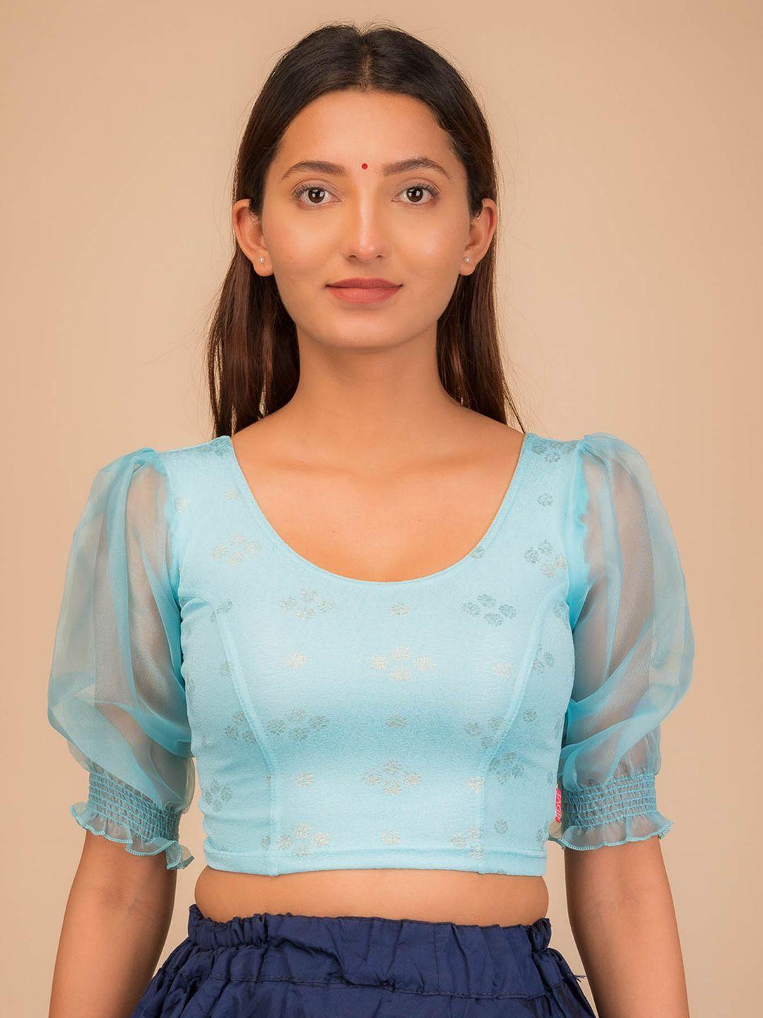 bindigasm's-advi-printed-jacquard-stretchable-saree-blouse