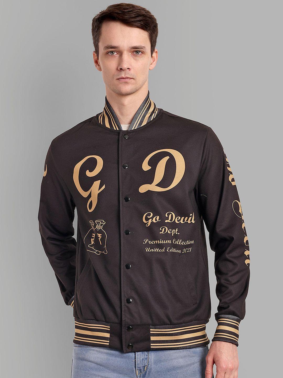 go-devil-graphic-printed-mandarin-collar-bomber-jacket