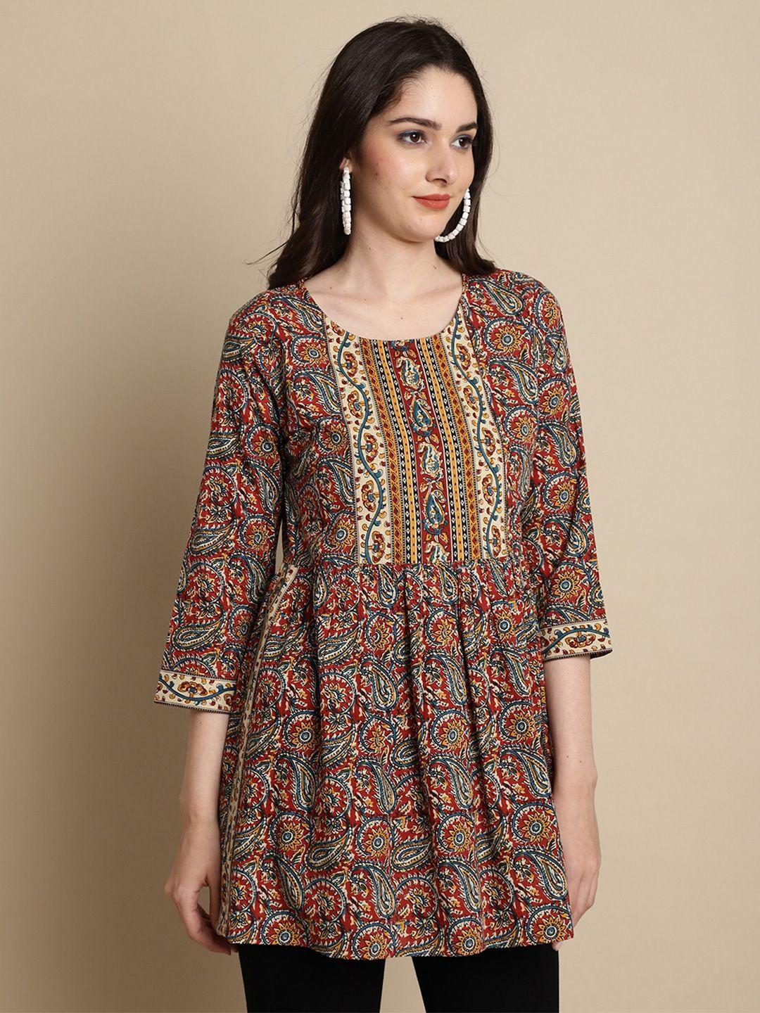 rajnandini-ethnic-motif-print-three-quarter-sleeves-cotton-top
