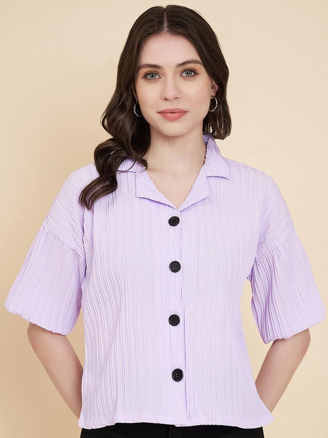 vairagee-women-lavender-classic-boxy-striped-casual-shirt