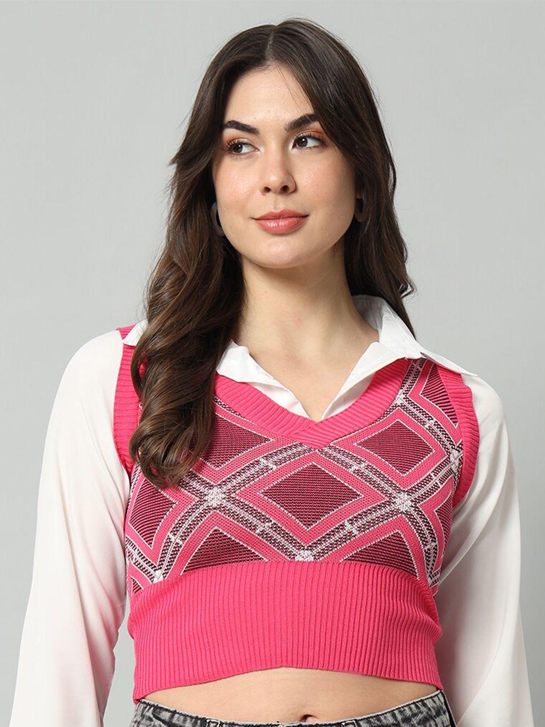 broowl-women-pink-&-white-woollen-sweater-vest