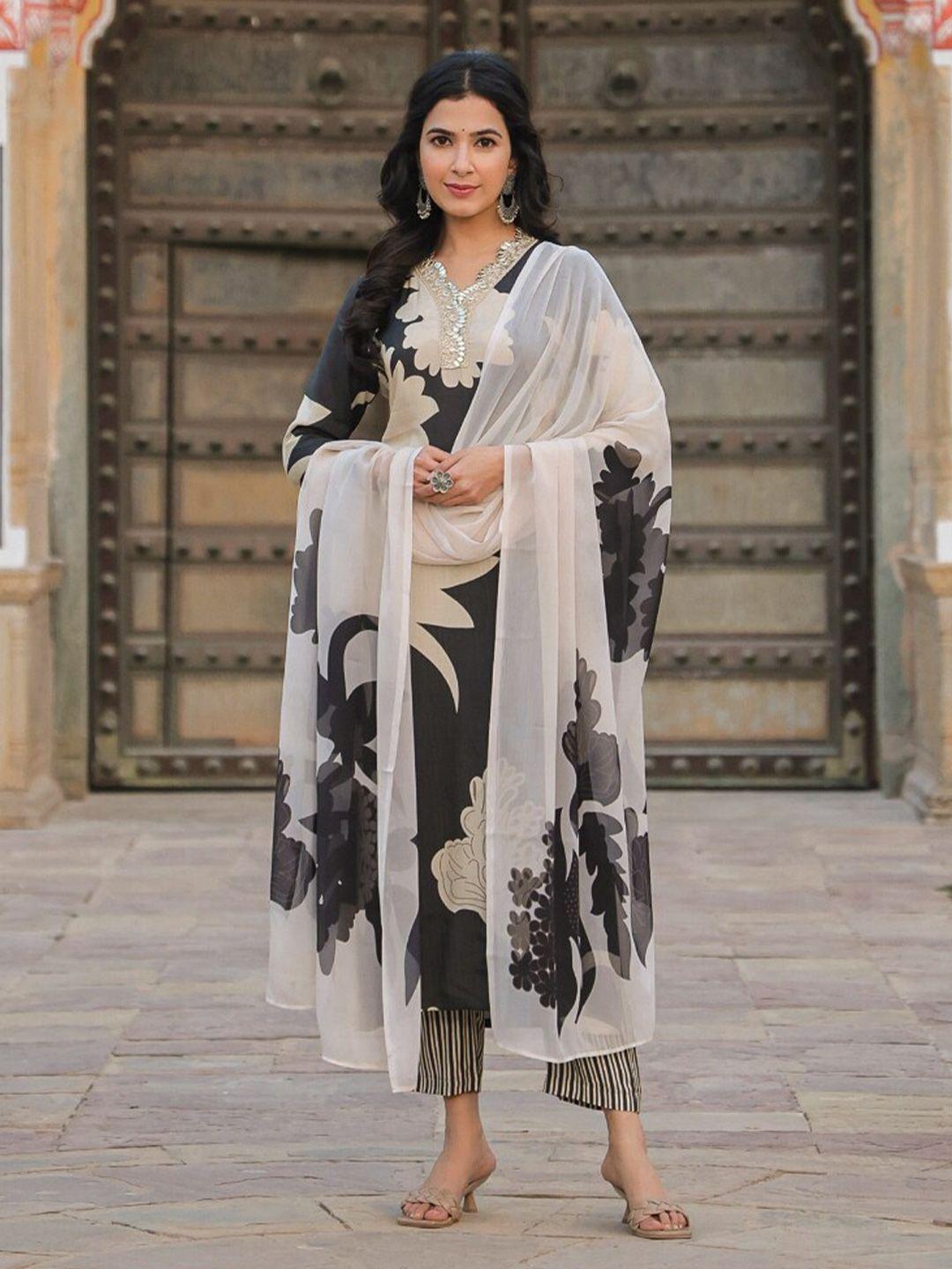 kalini-v-neck-embroidered-floral-print-kurta-with-trousers-&-dupatta