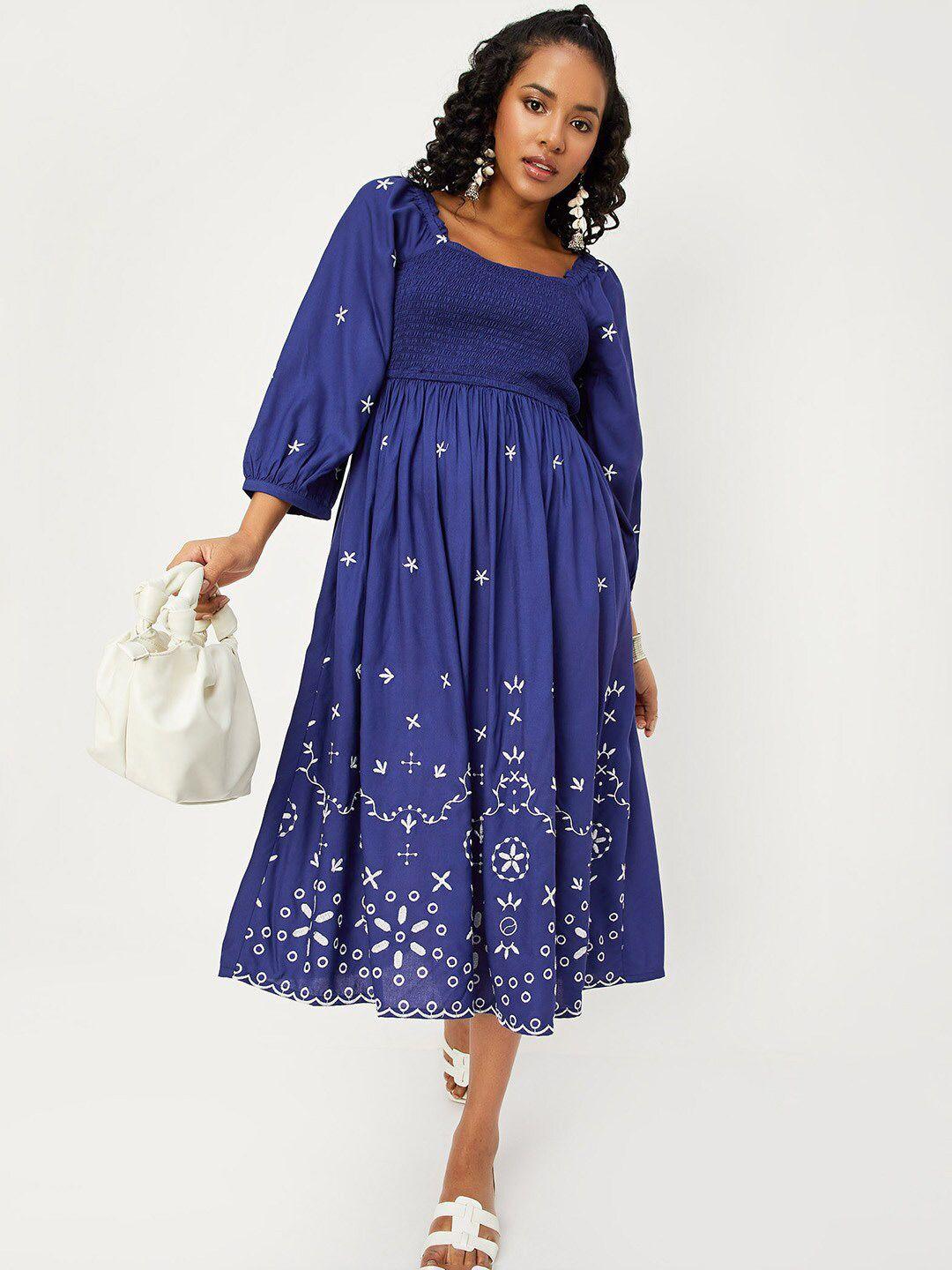 max-ethnic-motifs-embroidered-bishop-sleeves-fit-and-flare-midi-dress