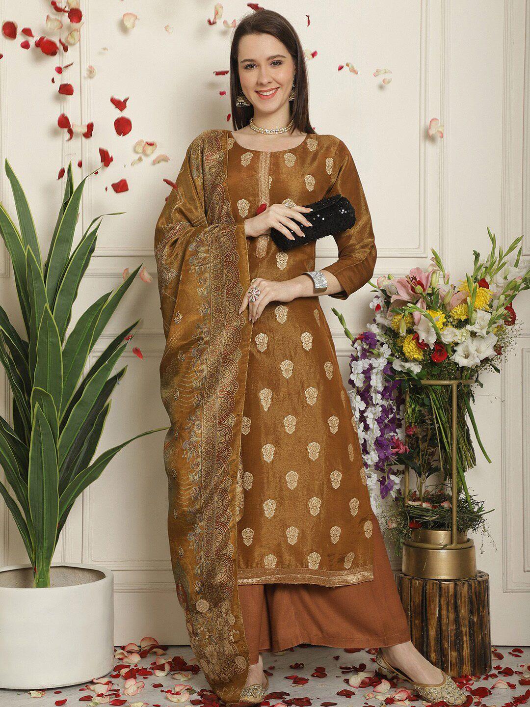 stylee-lifestyle-brown-pure-silk-unstitched-dress-material