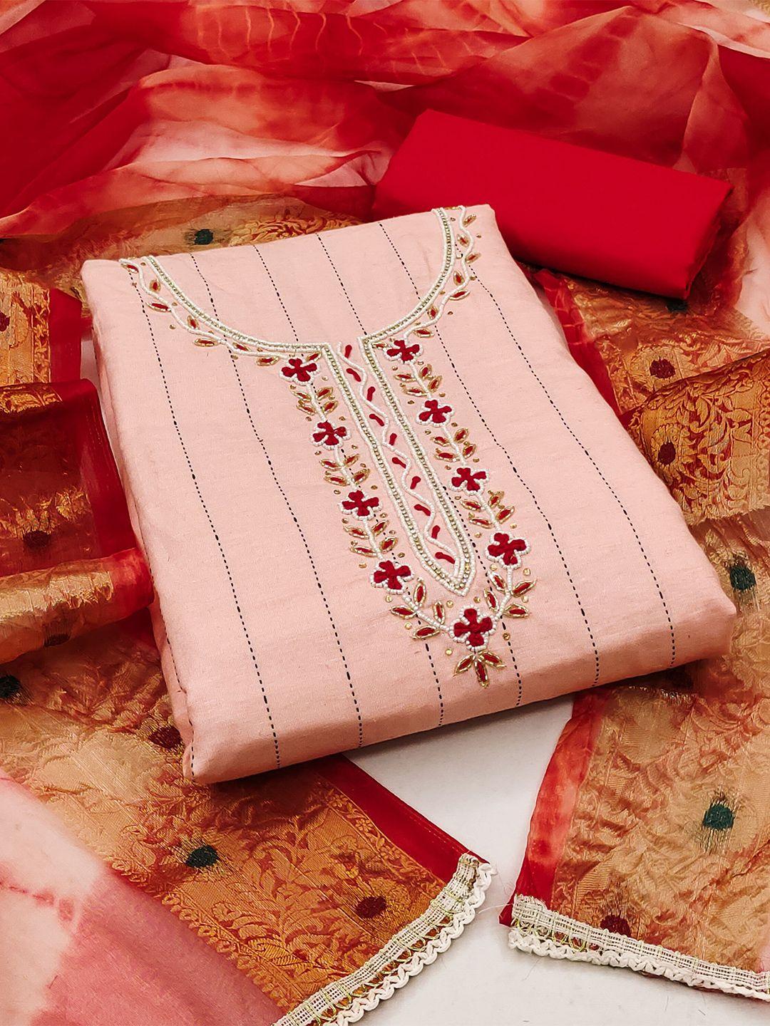 kalini-peach-coloured-&-red-pure-cotton-unstitched-dress-material