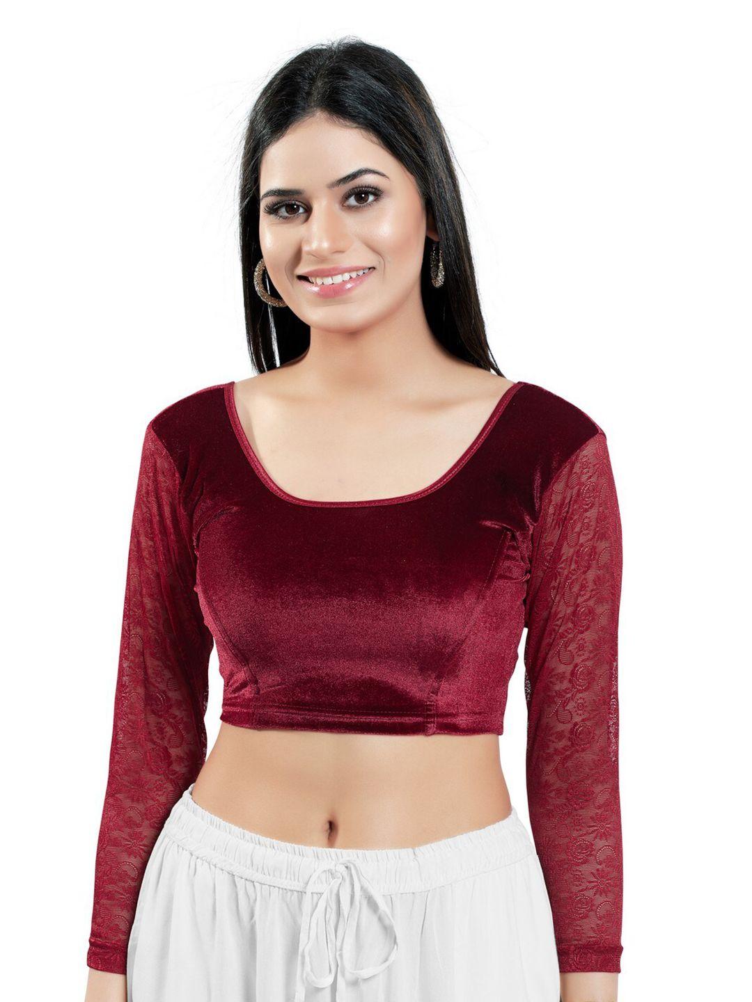 salwar-studio-stretchable-velvet-saree-blouse
