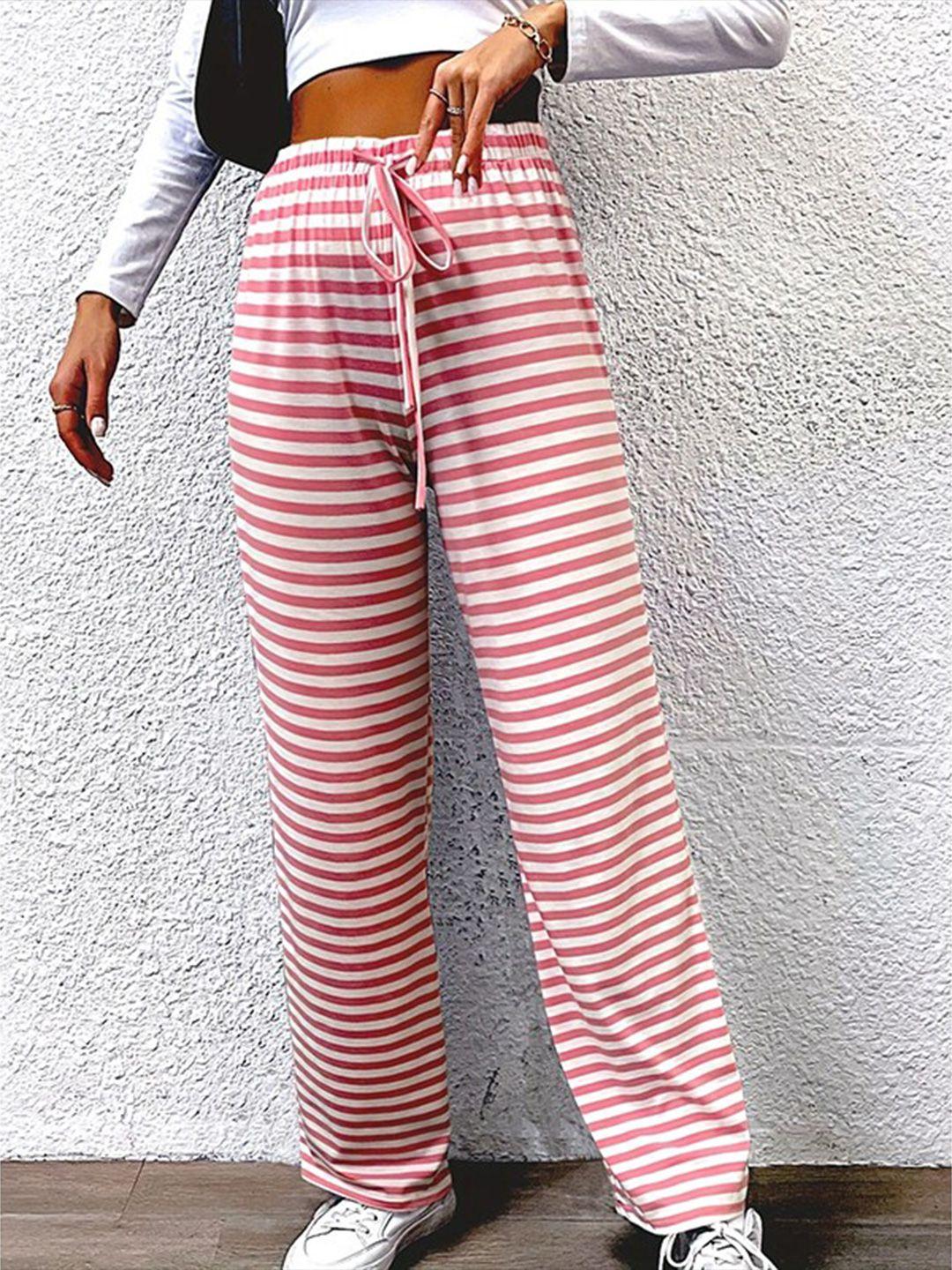 stylecast-women-pink-striped-high-rise-easy-wash-trousers