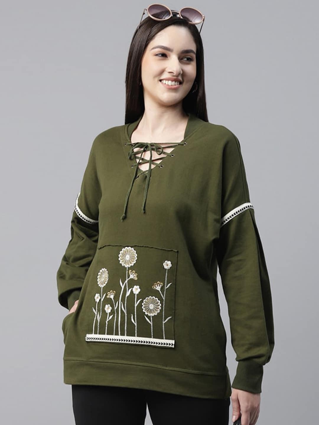 taurus-women-olive-green-embroidered-sweatshirt