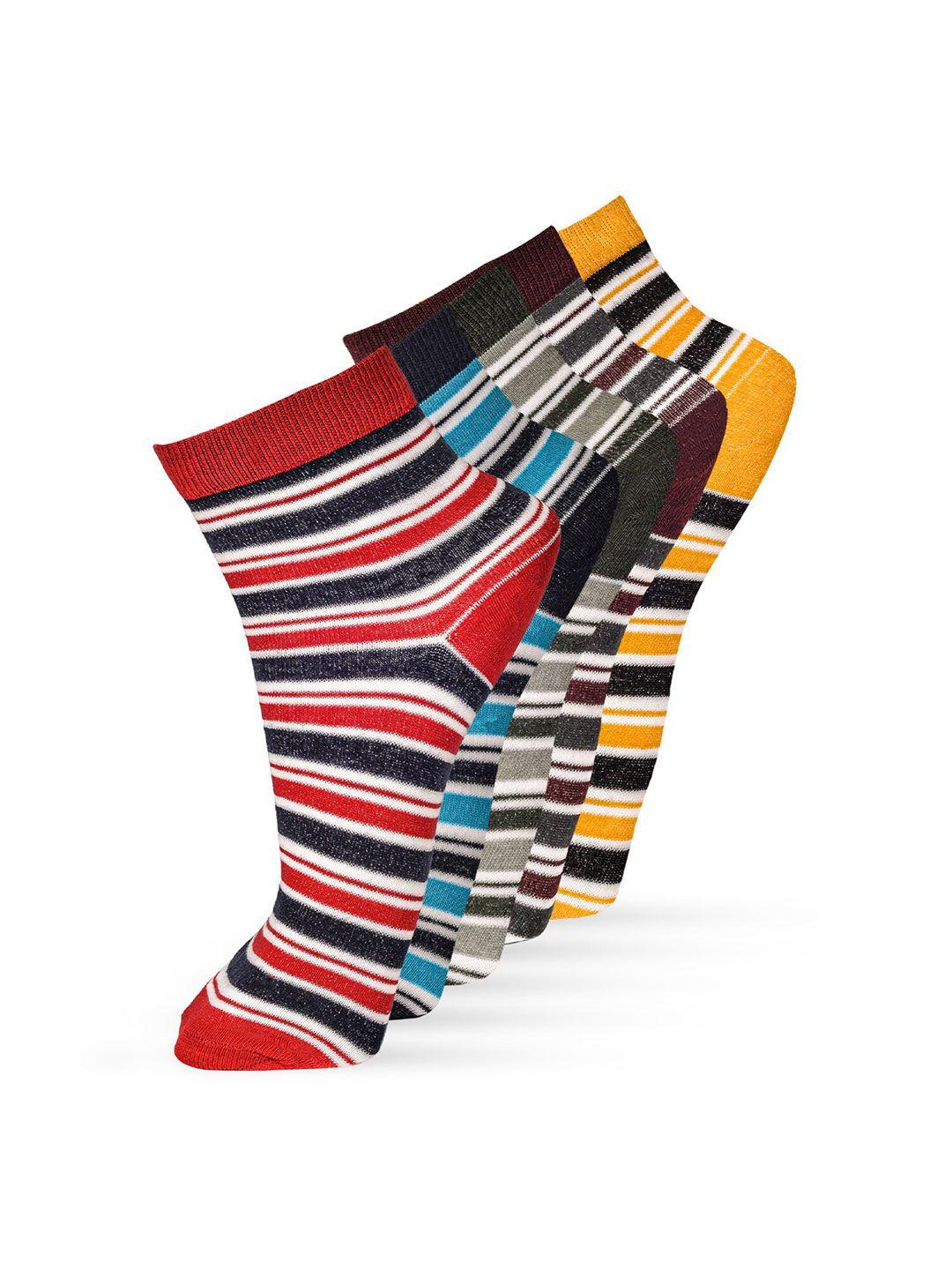 frenchie-men-pack-of-5-assorted-striped-cotton-ankle-length-socks