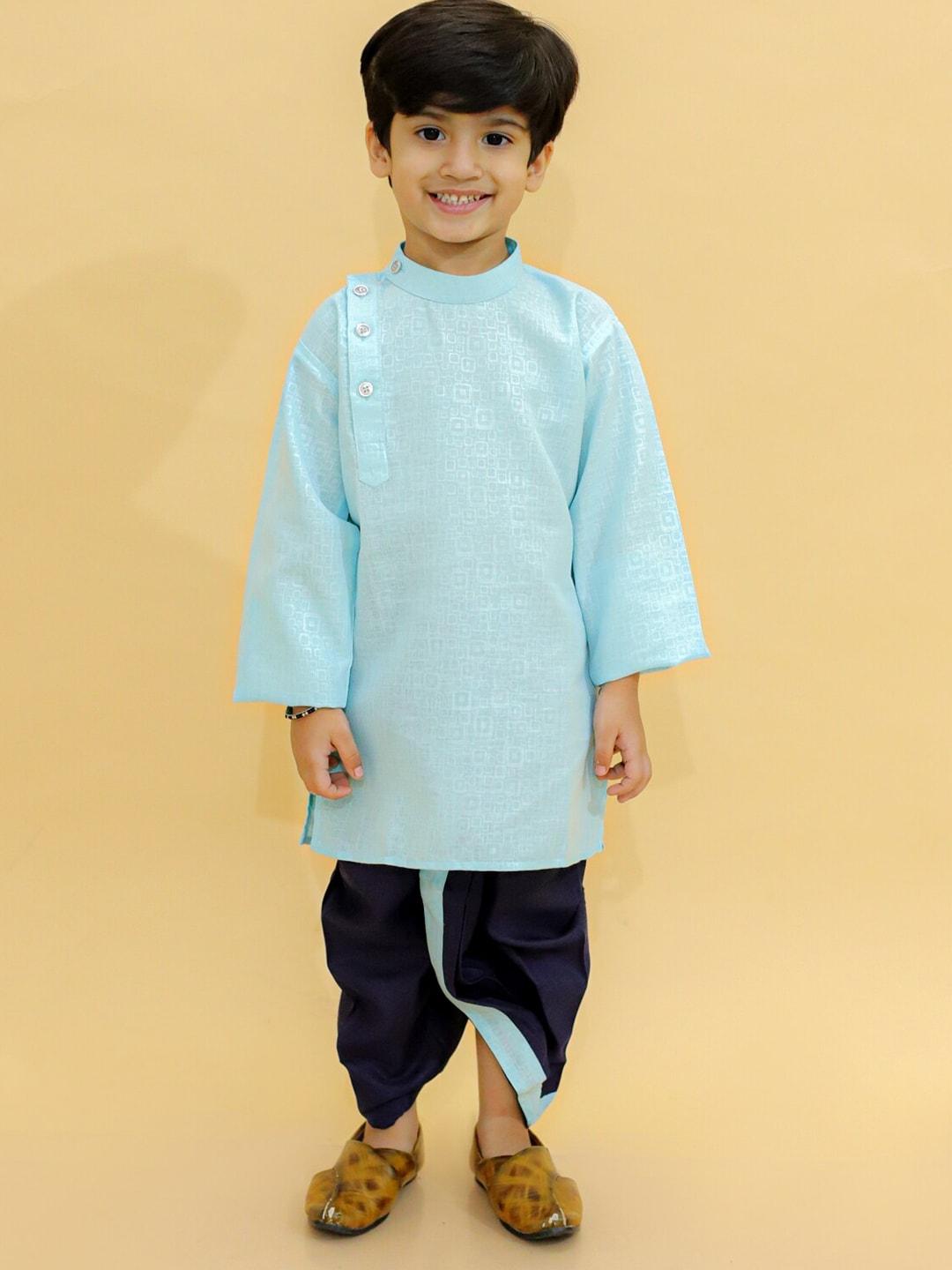 baesd-boys-blue-printed-regular-kurta-with-dhoti-pants