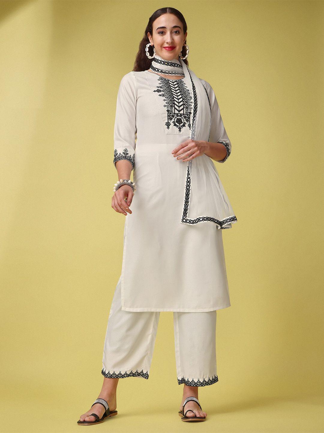 niza-fashion-embroidered-round-neck-thread-work-straight-kurta-with-trousers-&-dupatta