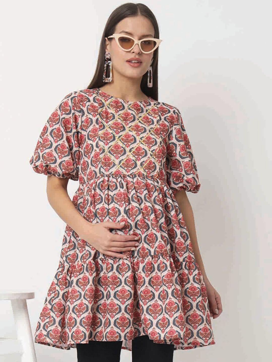 angloindu-ethnic-motifs-printed-round-neck-maternity-a-line-top