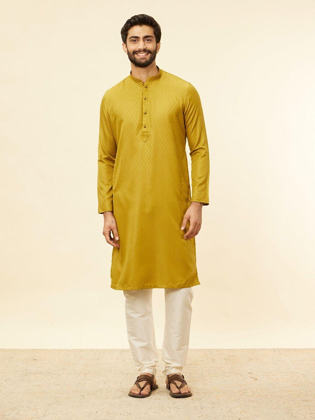 manyavar-mandarin-collar-printed-regular-kurta-with-pyjamas