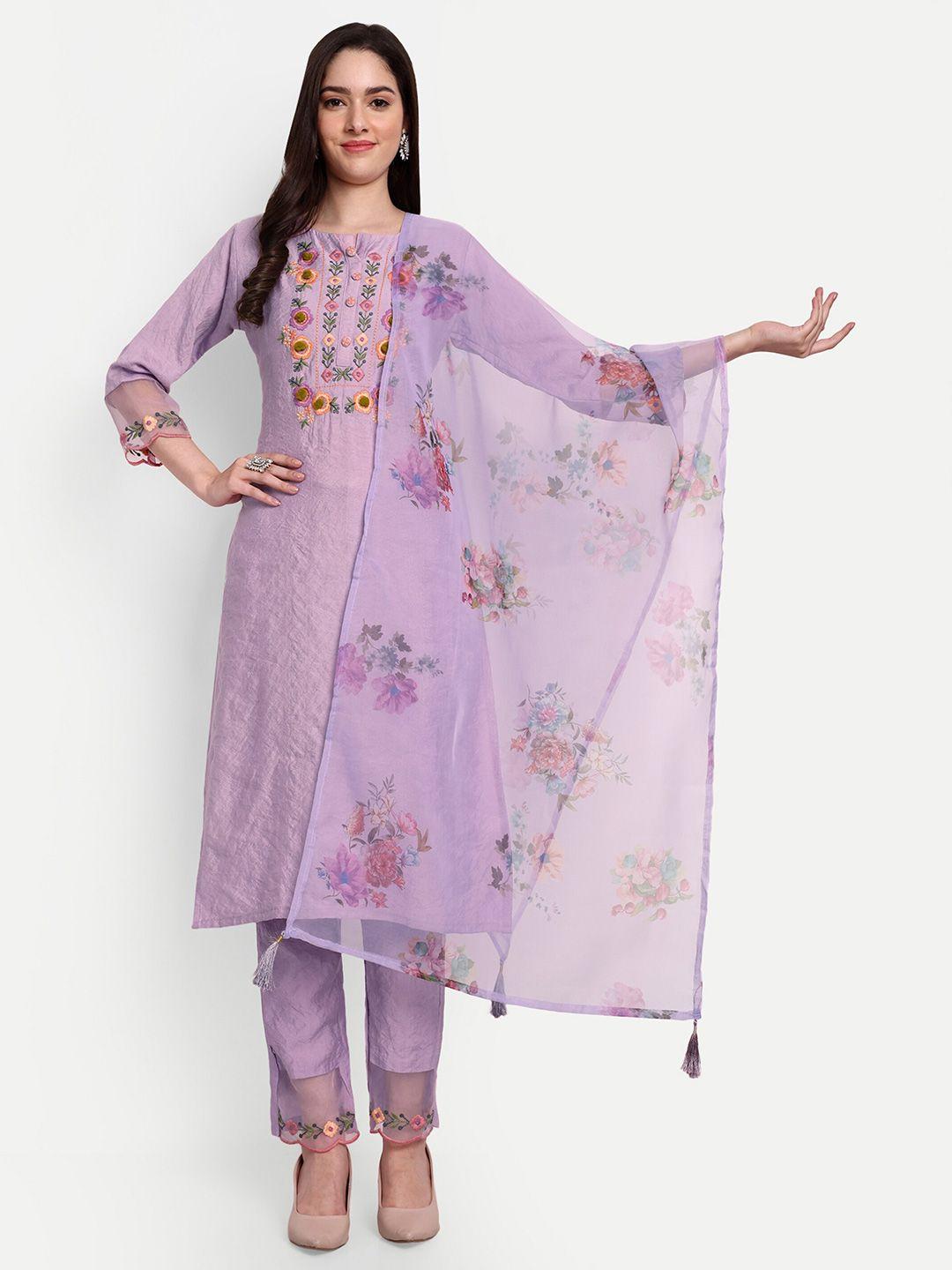 j.kanji-women-lavender-floral-yoke-design-regular-thread-work-kurta-with-trousers-&-with-dupatta